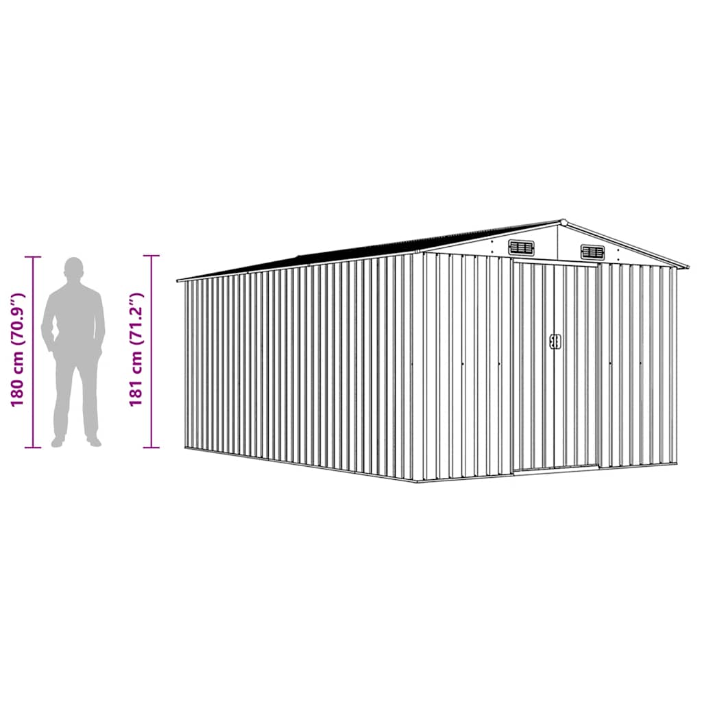 Tuinschuur 257x392x181 cm metaal bruin
