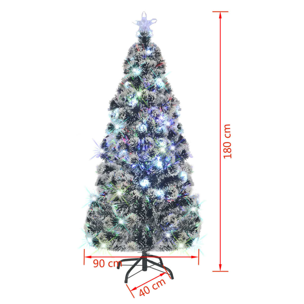 Voorverlichte kerstboom met standaard en LED 180 cm glasvezel