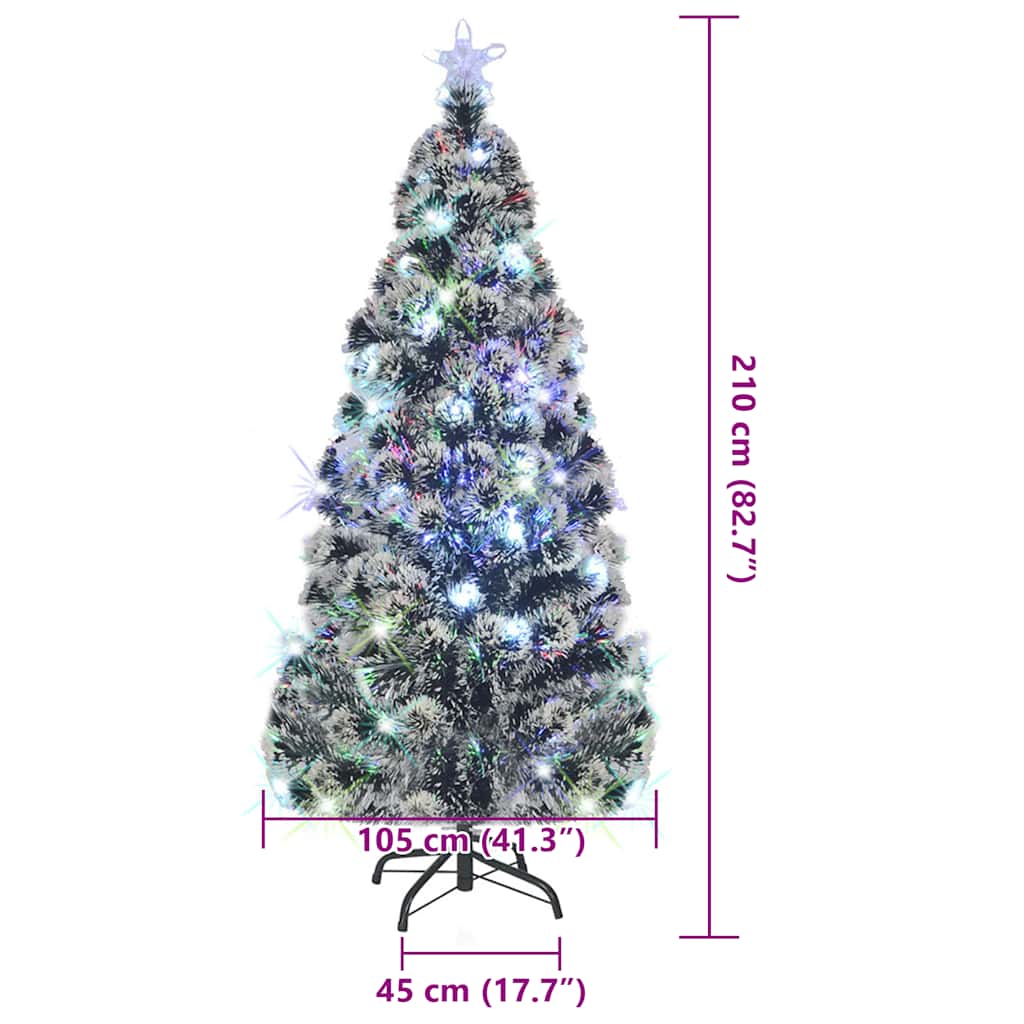 Voorverlichte kerstboom met standaard en LED 210 cm glasvezel