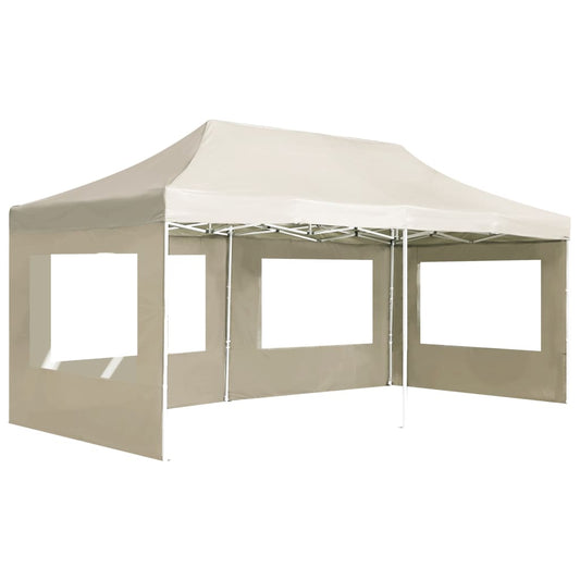 Partytent inklapbaar met wanden 6x3 m aluminium crème