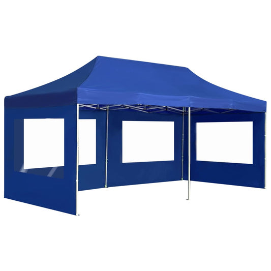 Partytent inklapbaar met wanden 6x3 m aluminium blauw