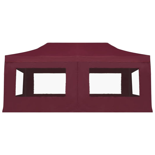 Partytent inklapbaar met wanden 6x3 m aluminium wijnrood