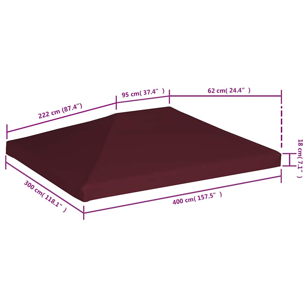 Prieeldak 310 g/m² 3x4 m bordeaux