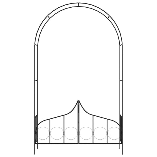 Tuinboog Met Hek 138X40X238 Cm Ijzer Zwart
