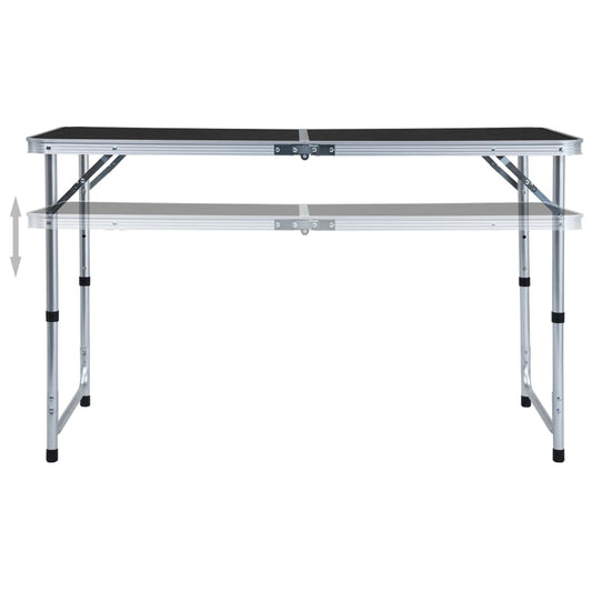 Inklapbare campingtafel 120x60 cm aluminium; grijs