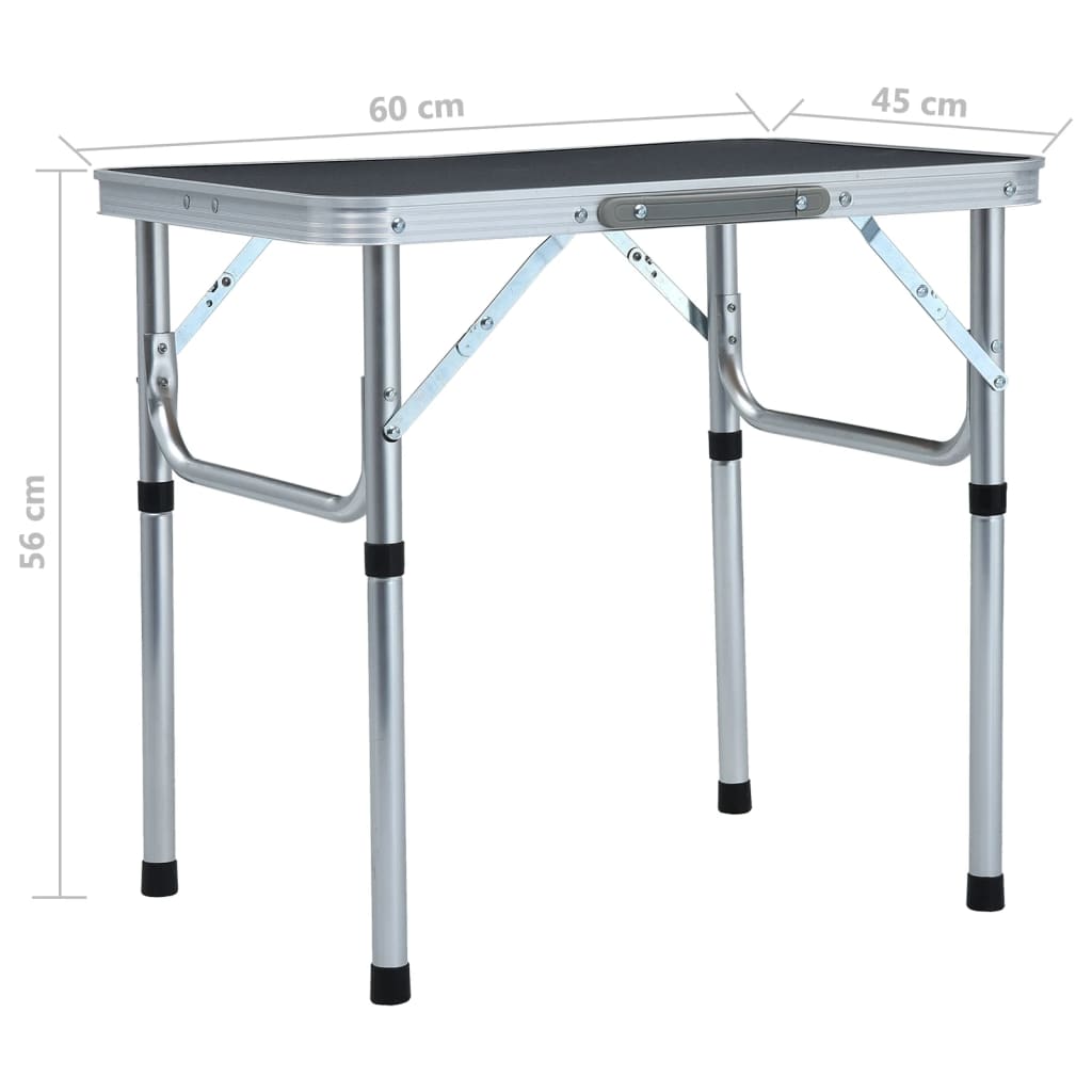 Campingtafel inklapbaar 60x45 cm aluminium grijs