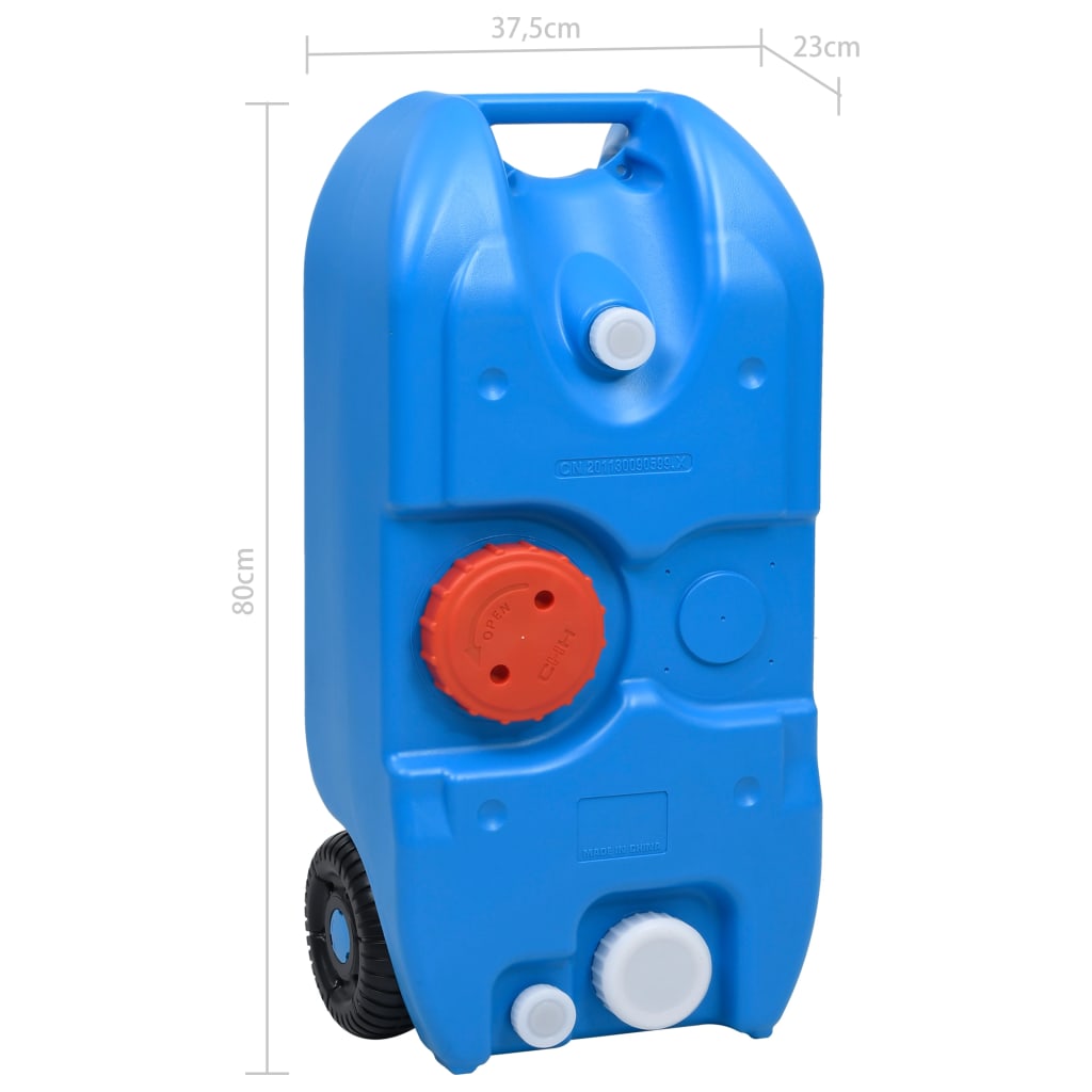 Mobiele watertank op wielen 40 L blauw