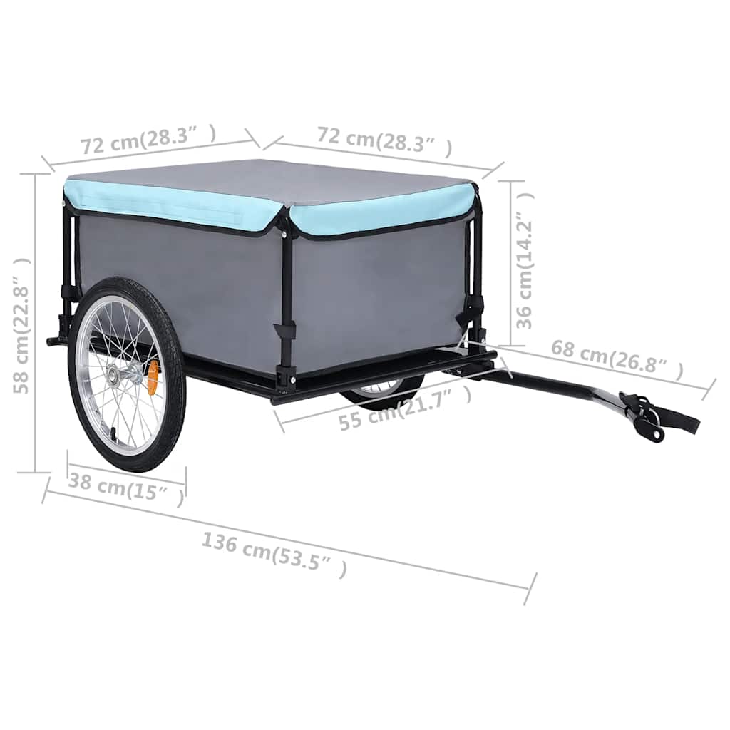Fietstrailer 65 kg zwart en blauw