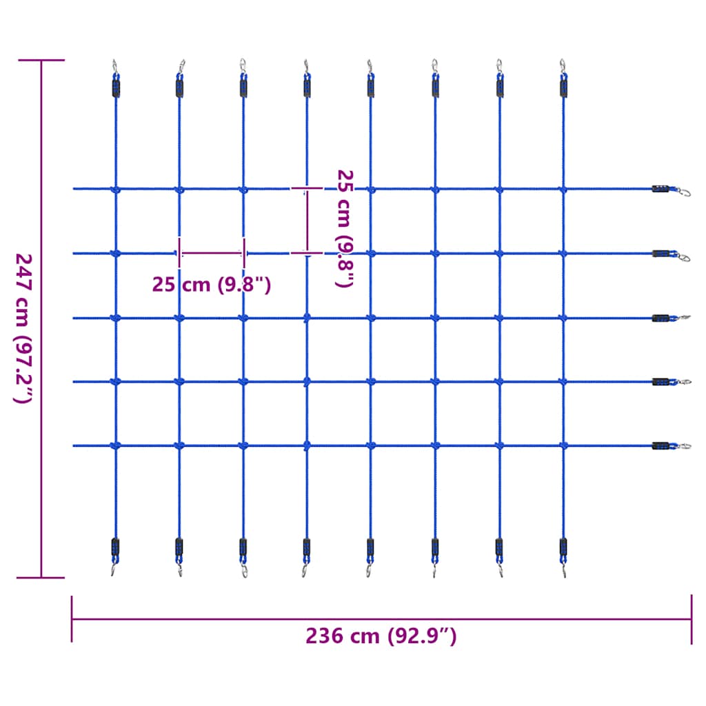 Klimnet 200x150 cm blauw