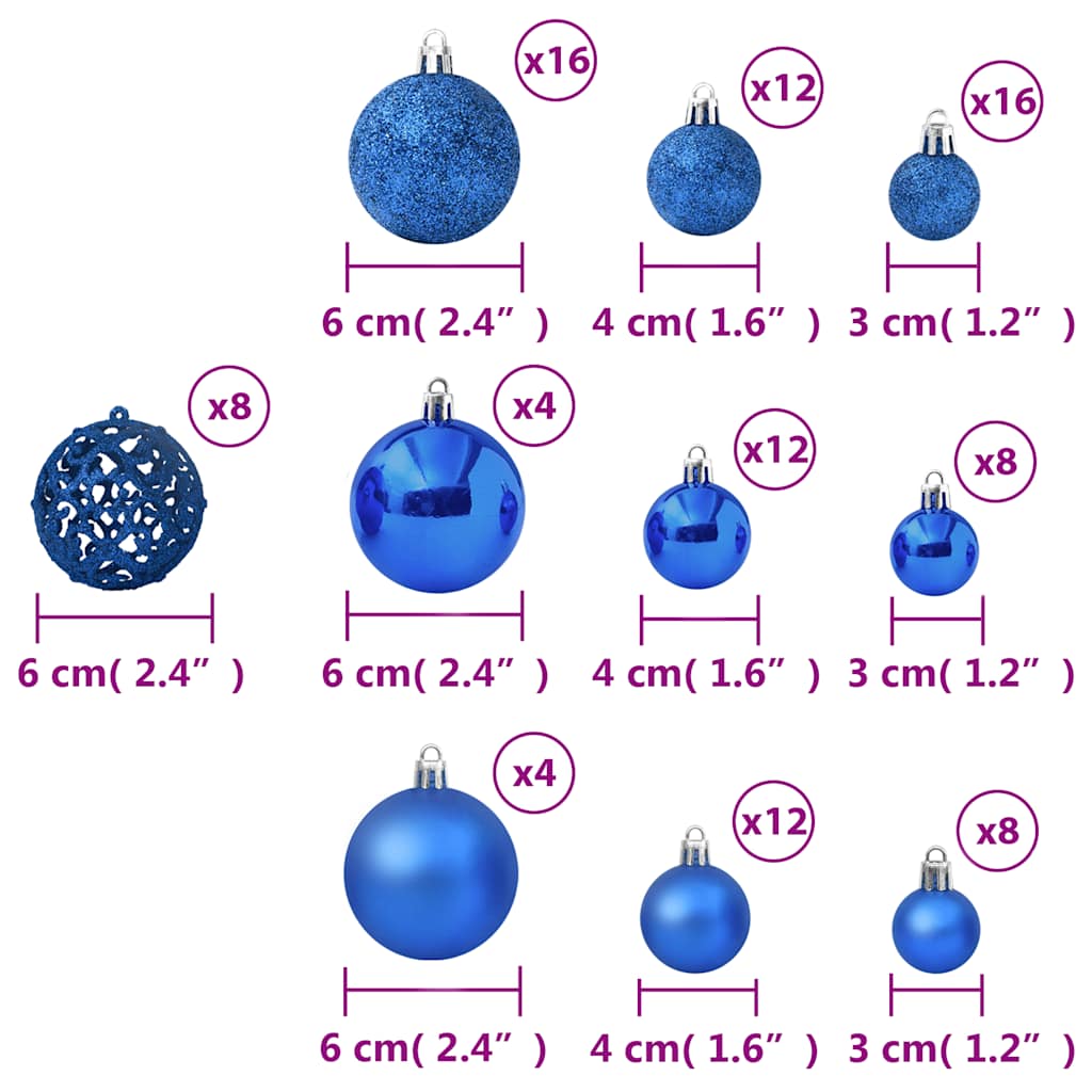 100-delige Kerstballenset blauw
