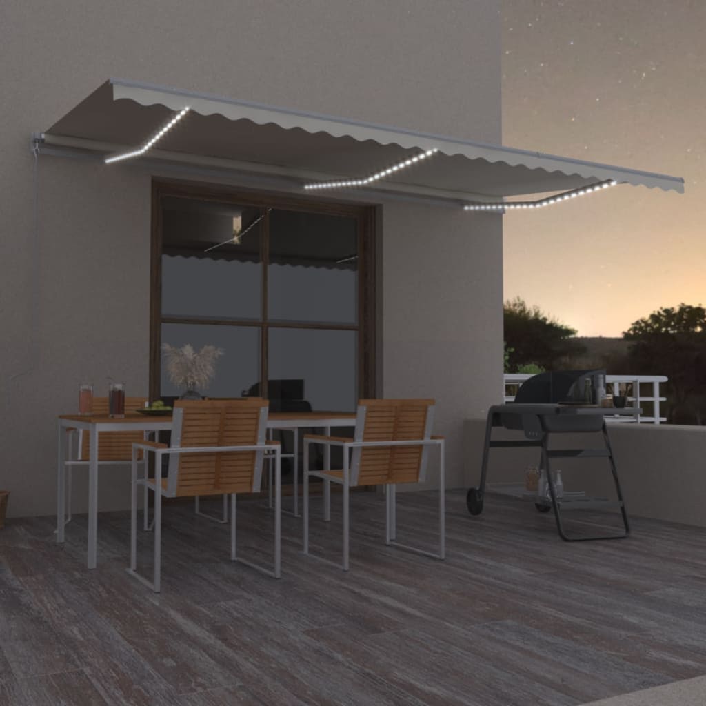 Luifel Handmatig Uittrekbaar Met Led Kleurig Crème