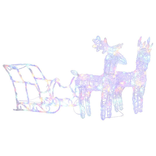 Kerstversiering rendieren en slee 160 LED's 130 cm acryl