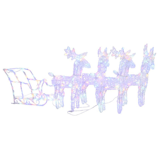 Kerstdecoratie rendieren en slee 280x28x55 cm acryl