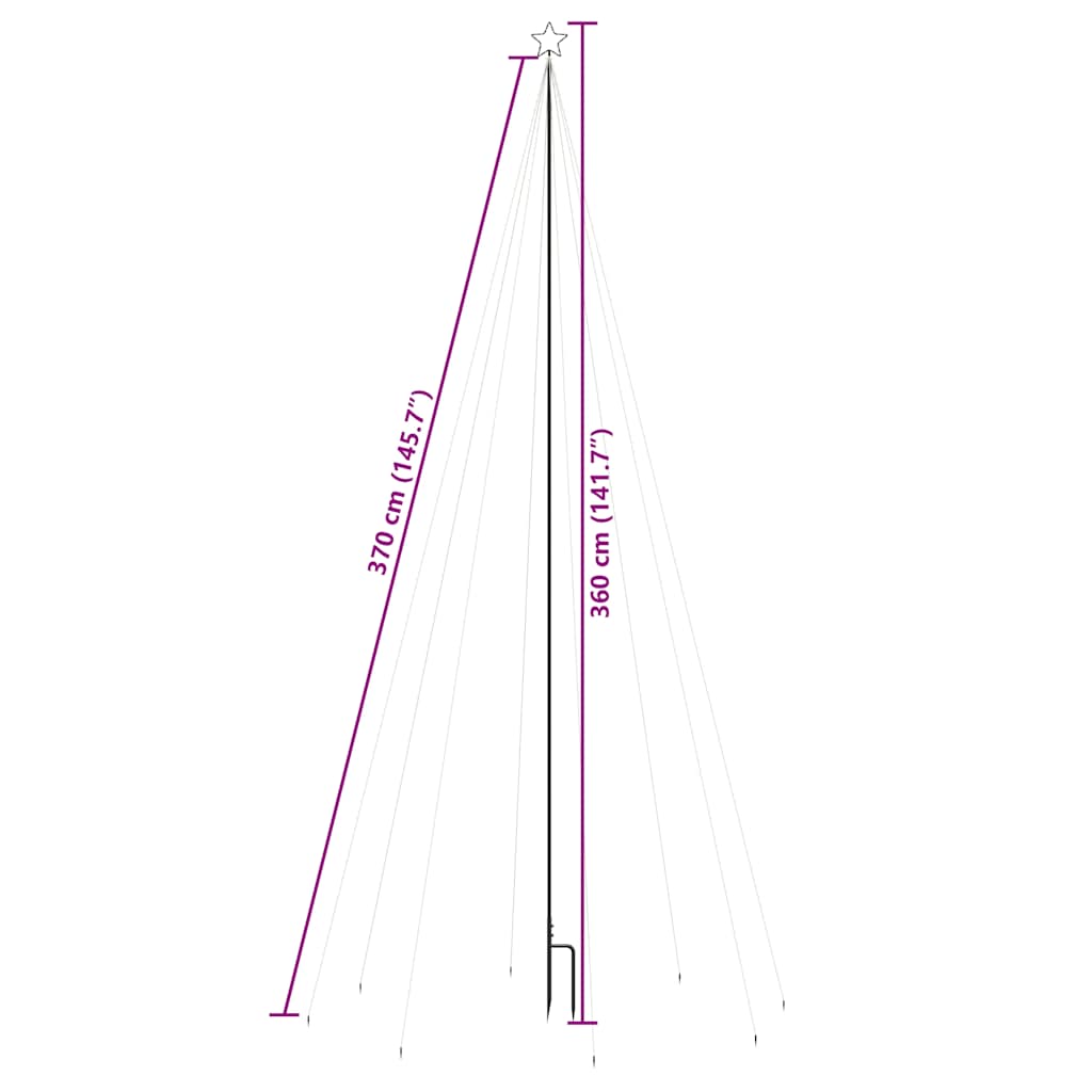 LED-kerstboom binnen buiten 576 LEDs 3,6 m blauw