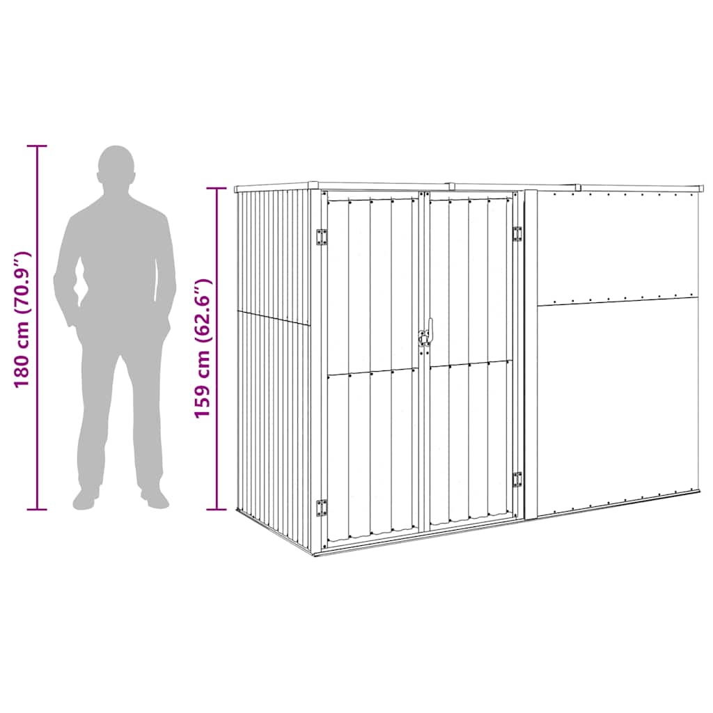 Tuinschuur 225x89x161 cm gegalvaniseerd staal grijs