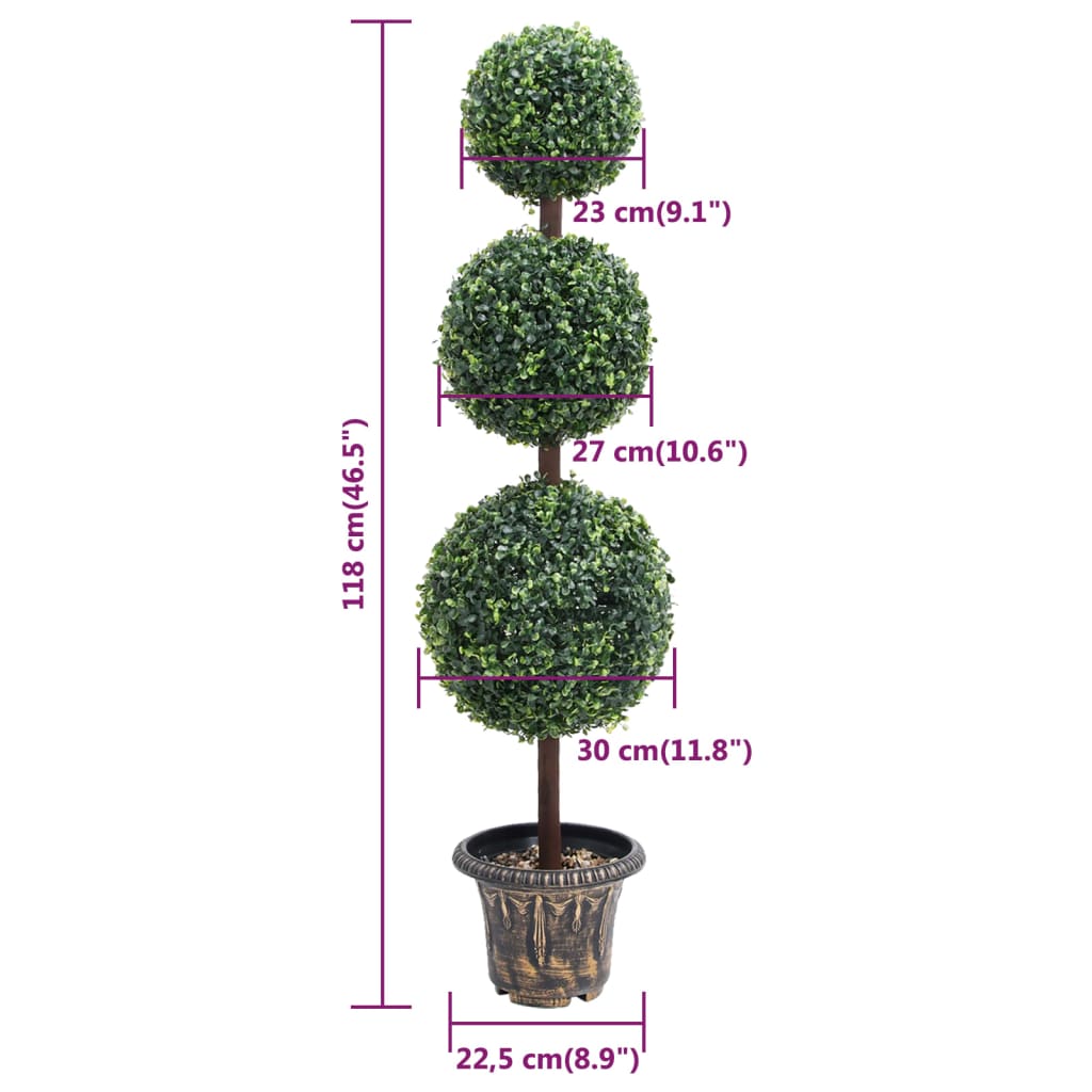 Kunstplant met pot buxus bolvorming 118 cm groen
