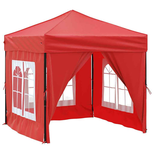 Partytent inklapbaar met zijwanden 2x2 m rood