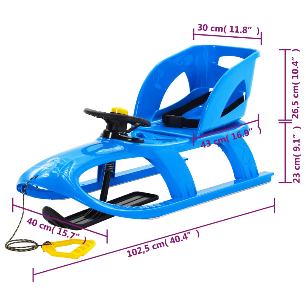 Slee met zitje en stuur 102,5x40x23 cm polypropeen blauw