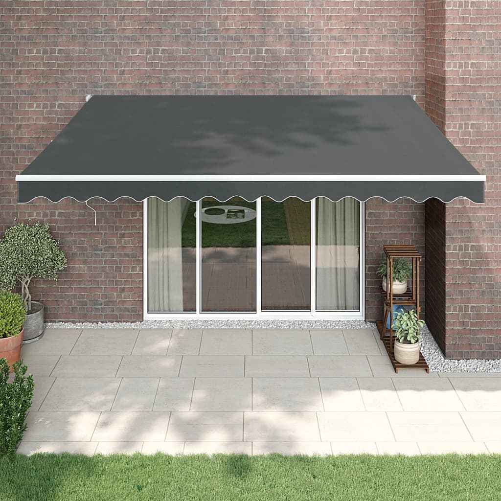 Luifel Uittrekbaar Stof En Aluminium Antracietkleurig Antracietkleurig (Wit Frame)