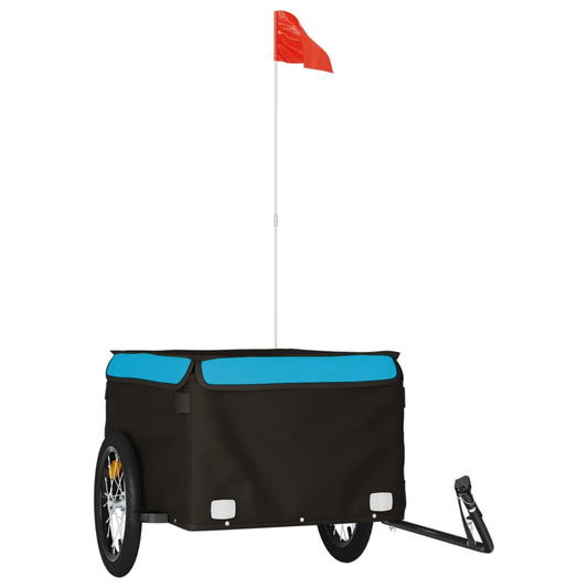 IJzeren fietstrailer 45 kg, kleur: zwart en blauw