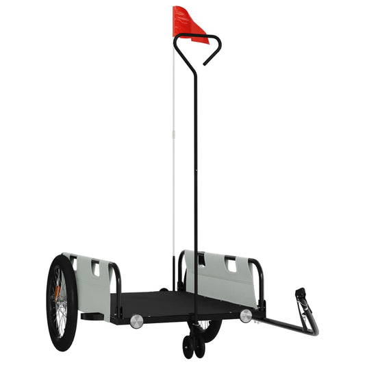 Fietstrailer oxford stof en ijzer grijs en zwart