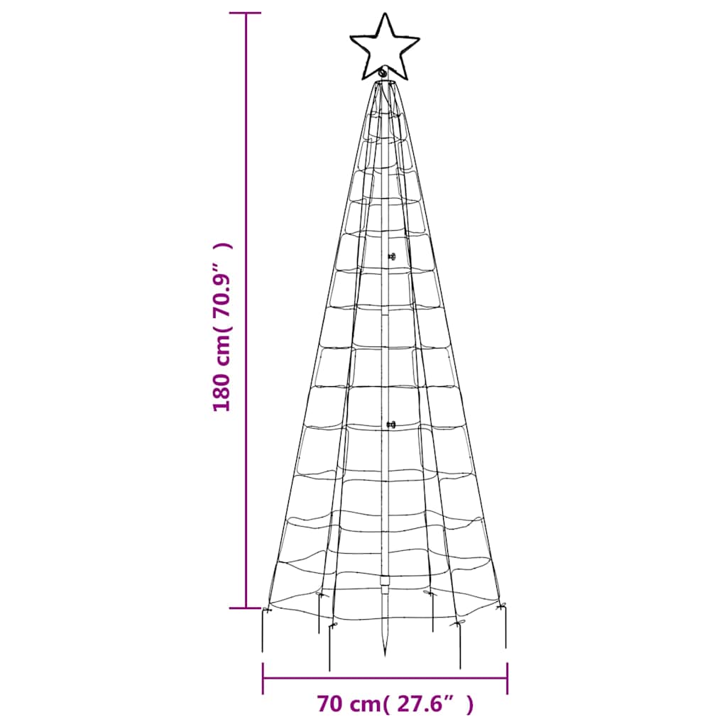 LED-kerstboom met spikes 220 LEDs kleurrijk 180 cm