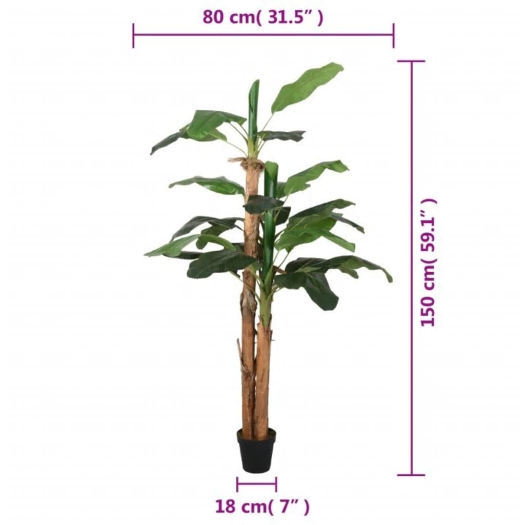 Kunstplant bananenboom 18 bladeren 150 cm groen