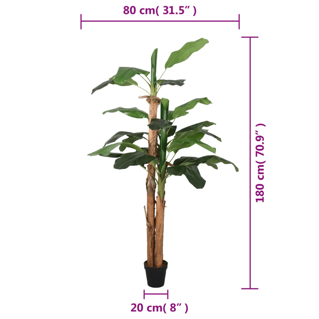 Kunstplant bananenboom 19 bladeren 180 cm groen