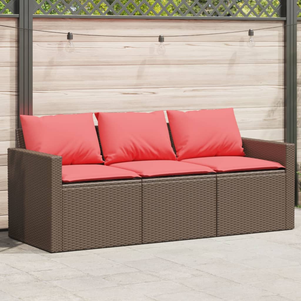 Tuinbank 3-Zits Met Kussens Poly Rattan