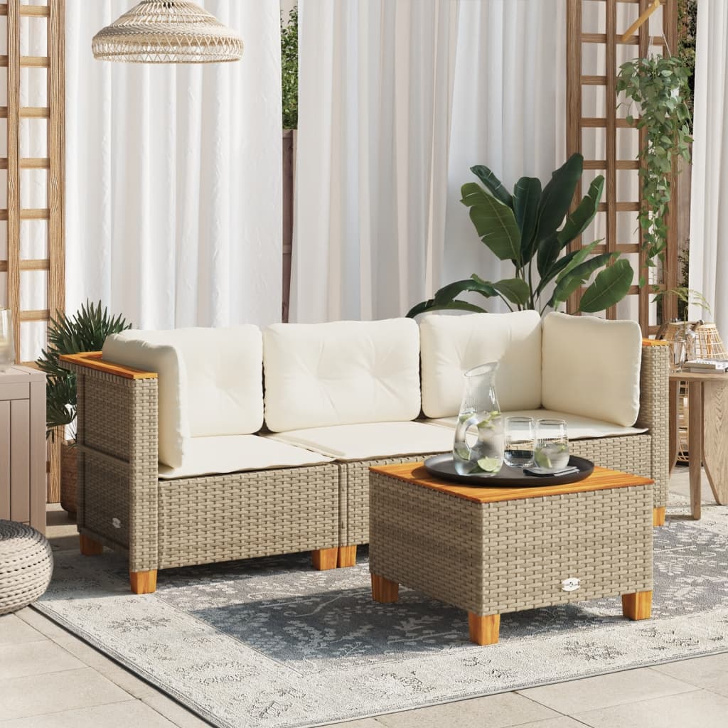 Tuinbank 3-Zits Met Kussens Poly Rattan