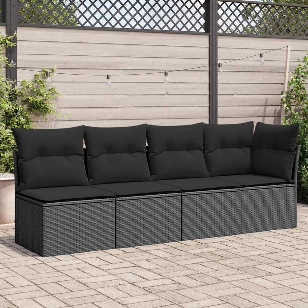 Tuinbank 4-Zits Met Kussens Poly Rattan