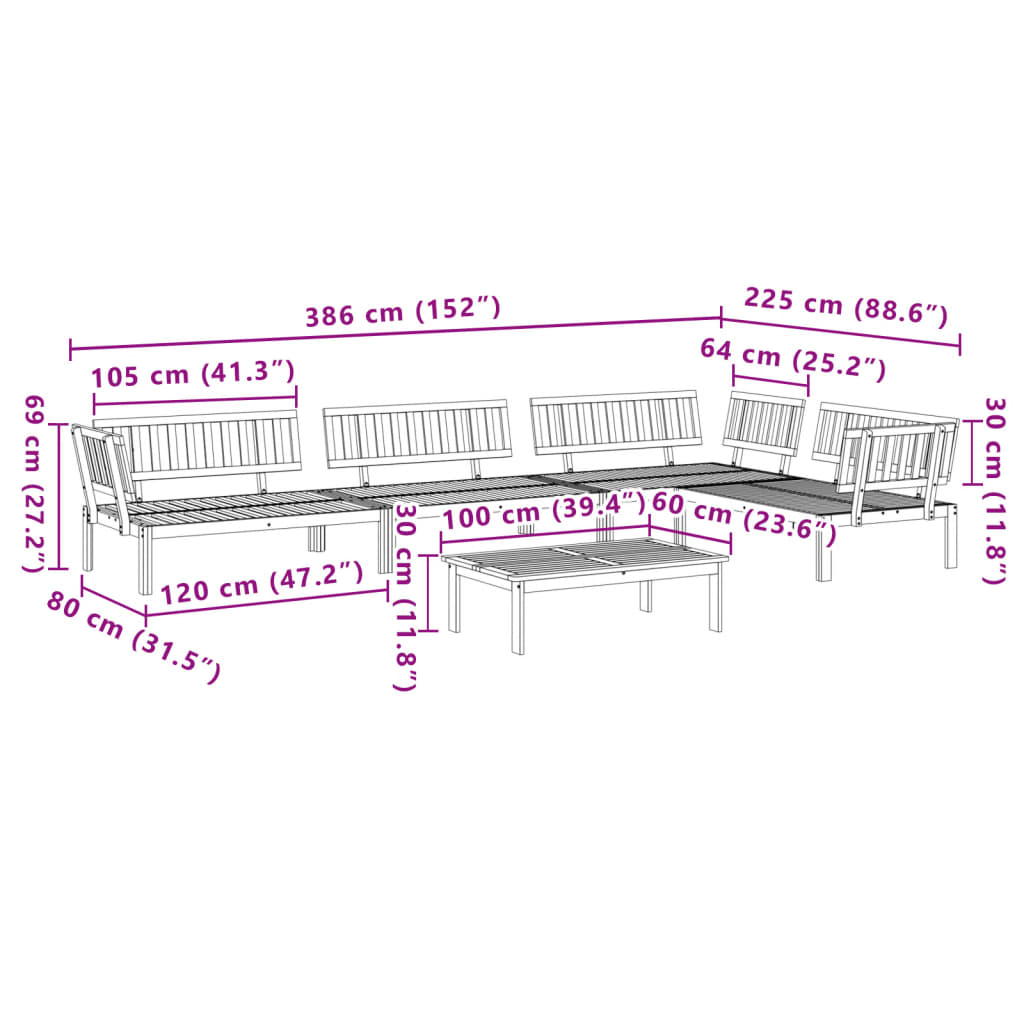 5-Delige Loungeset Pallet Massief Acaciahout