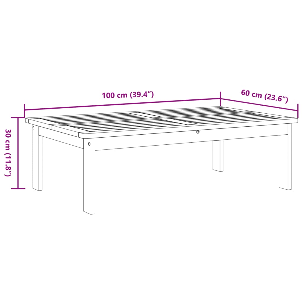 Tuintafel 100X60X30 Cm Massief Acaciahout Bruin
