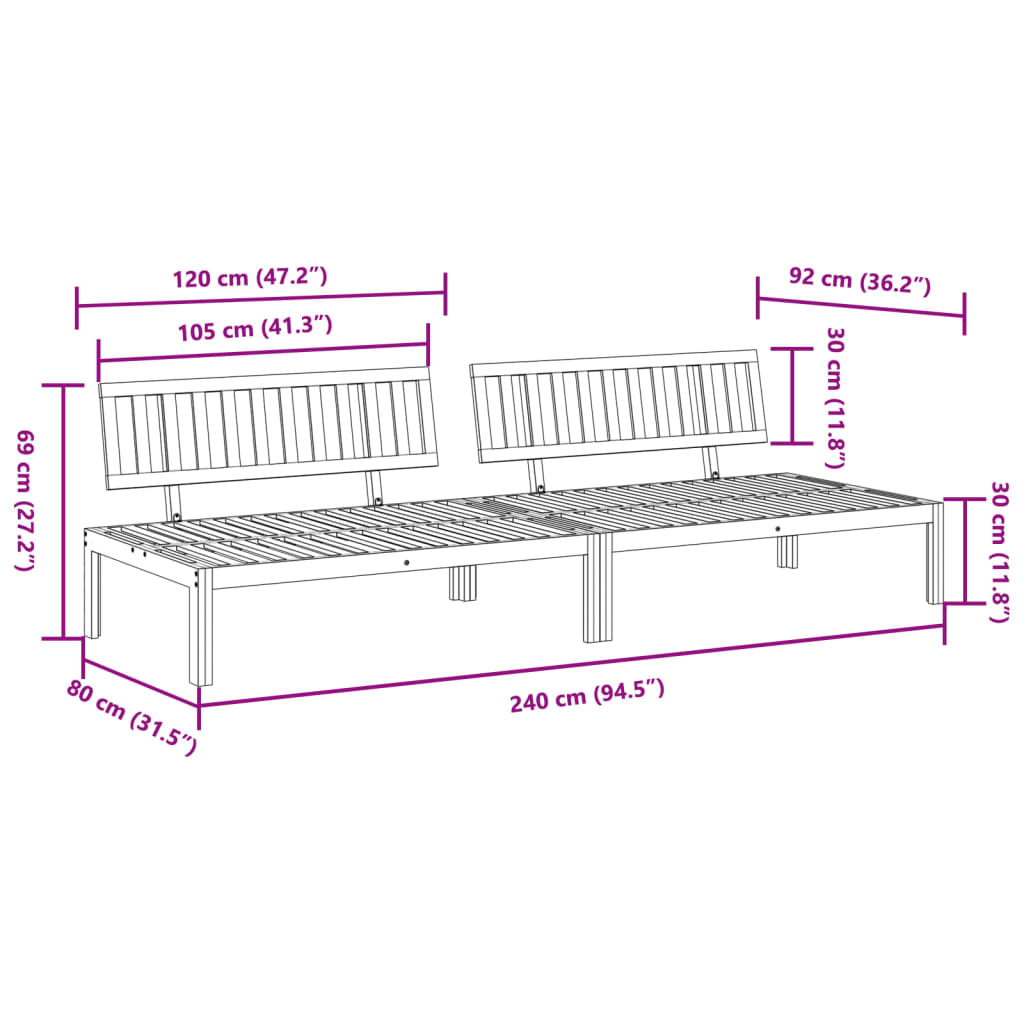 Tuinmiddenbanken 2 St Pallet Massief Acaciahout Bruin