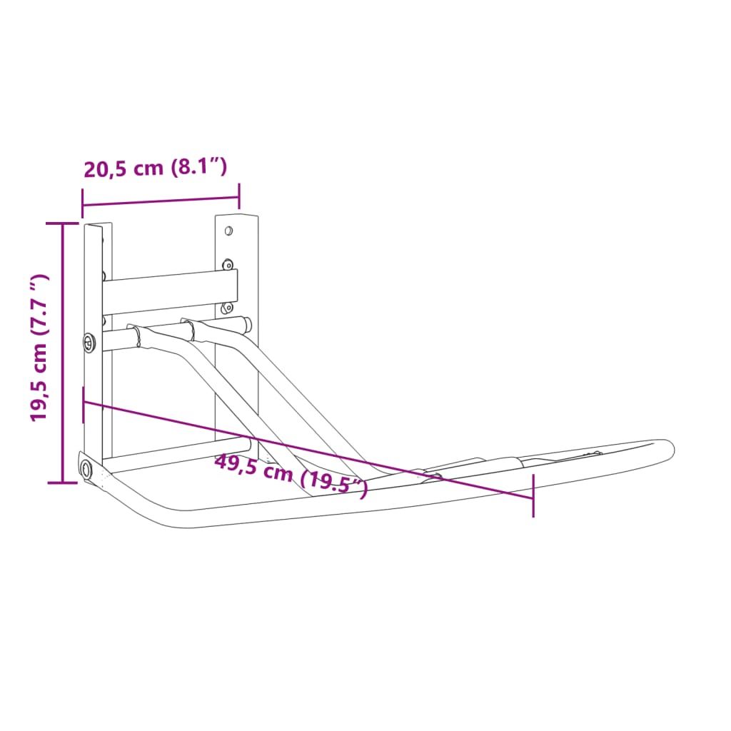 Zadelrek inklapbaar wandgemonteerd ijzer zwart