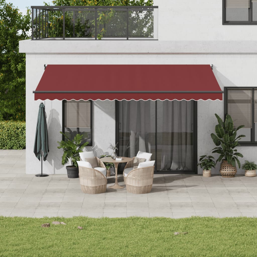 Luifel Handmatig Uittrekbaar 300X250 Cm Bordeauxrood Bordeaux (Lijst Antraciet)