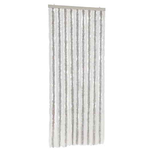 Vliegengordijn Chenille Lichtgrijs En Wit