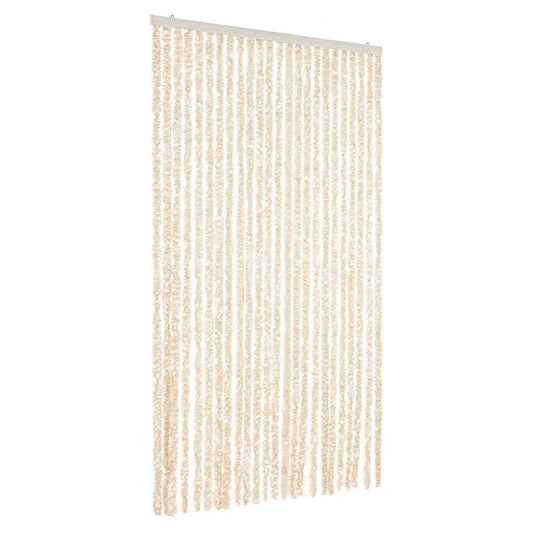Vliegengordijn Chenille Beige En Wit