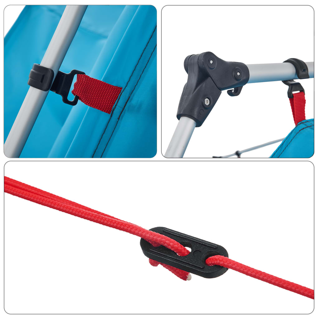 Gezinstent met luifel 9-persoons snelontgrendeling blauw