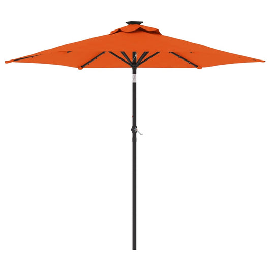 Parasol met LED's en stalen paal 225x225x212 cm terracotta