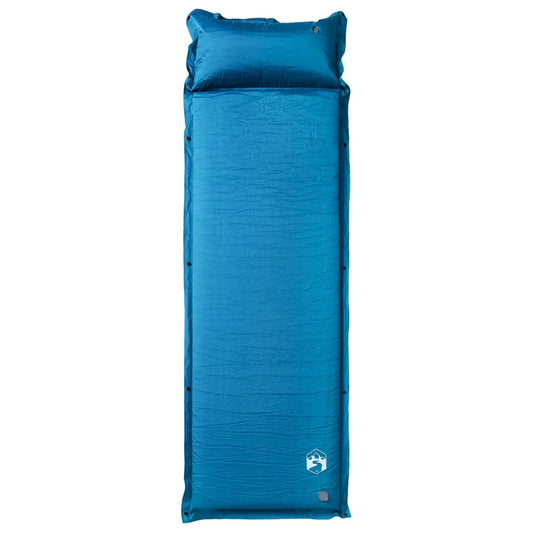 Kampeermatras met kussen zelfopblazend 1-persoons turquoise