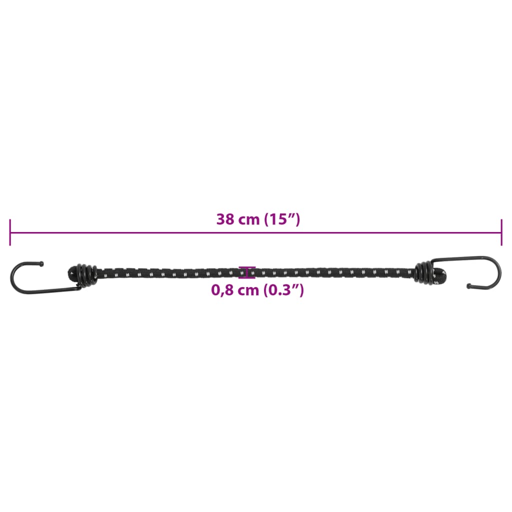 10 stuks spanelastieken met reflecterende strips en haken 38 cm