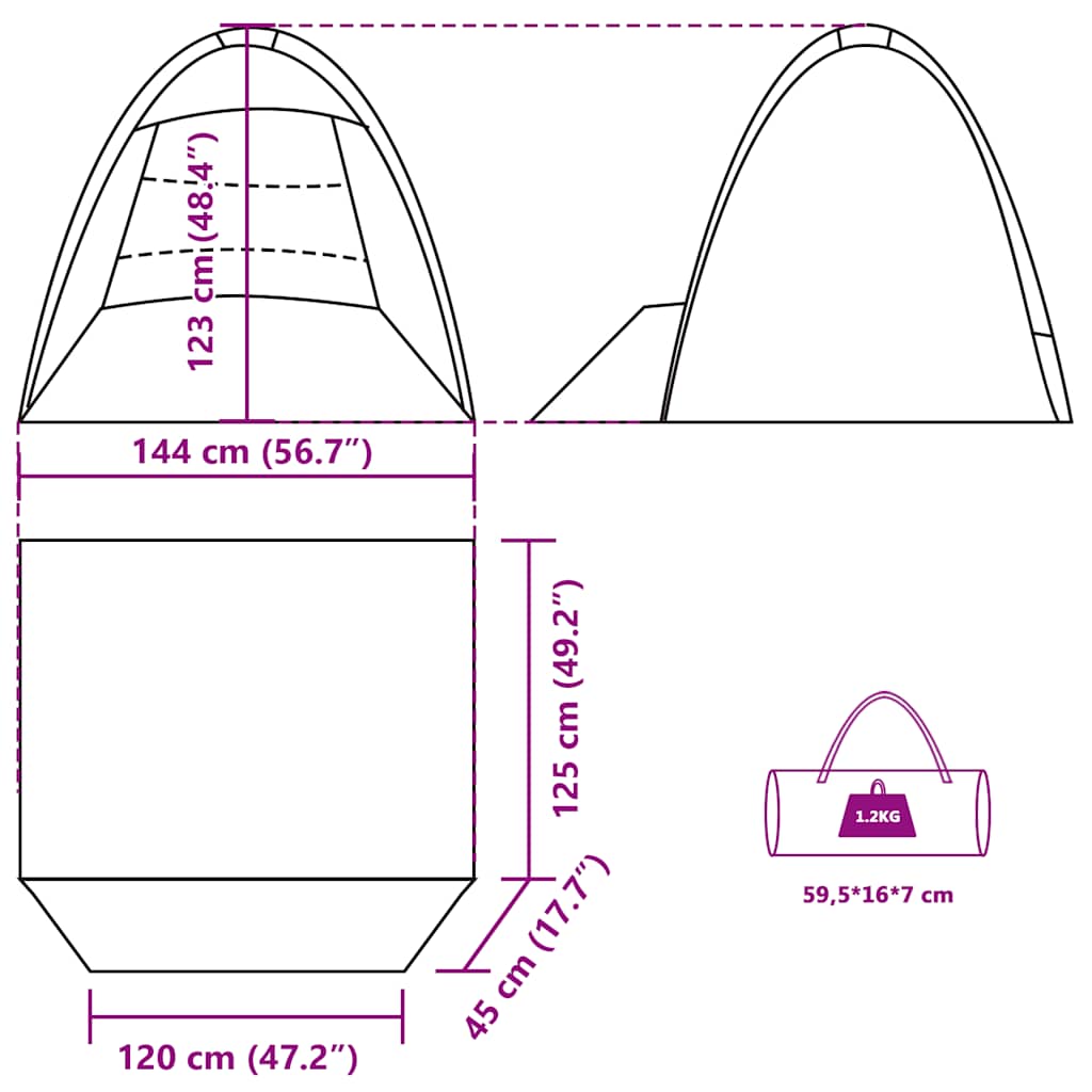Strandtent 3-Persoons Waterdicht Grijs