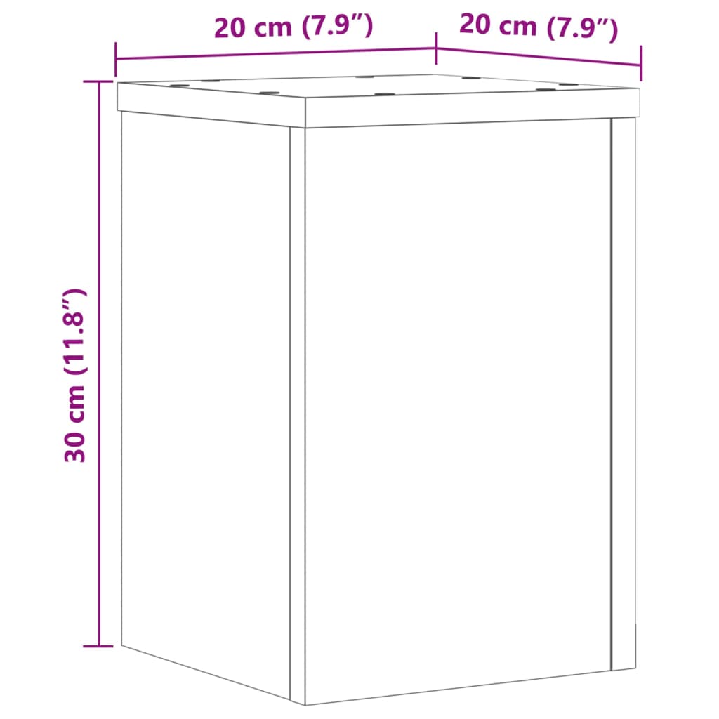 Plantenstandaards 2 St 20X20X30 Cm Bewerkt Hout Grijs Sonoma
