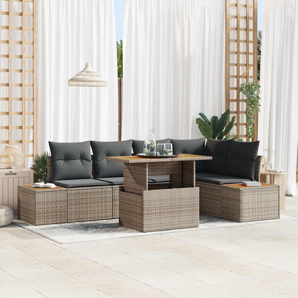 Tuin Eetset Met Kussen 6 Pcs En Beige