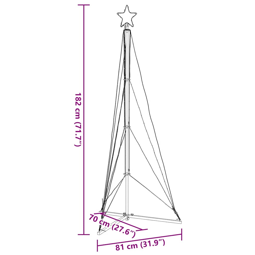 LED-kerstboom 363 LEDs koud wit 182 cm