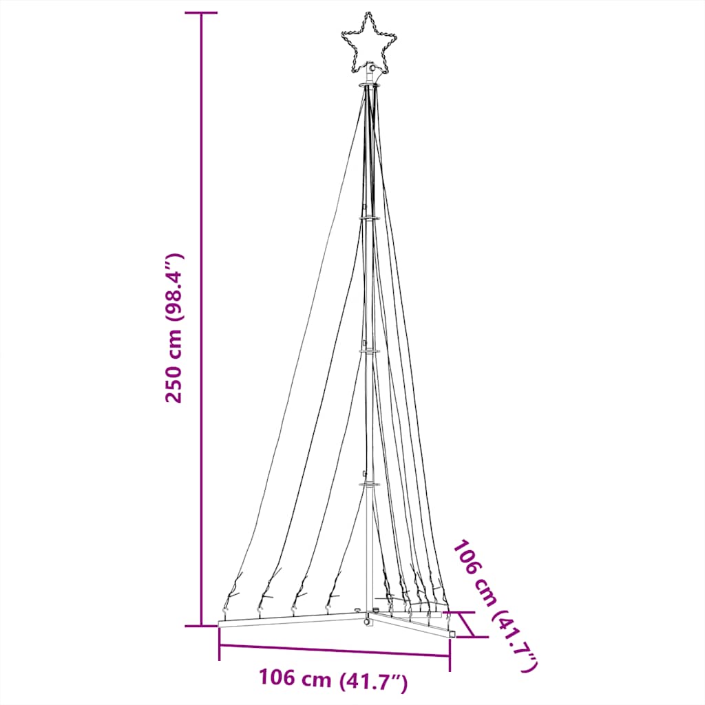 LED-kerstboom 447 LEDs koud wit 250 cm