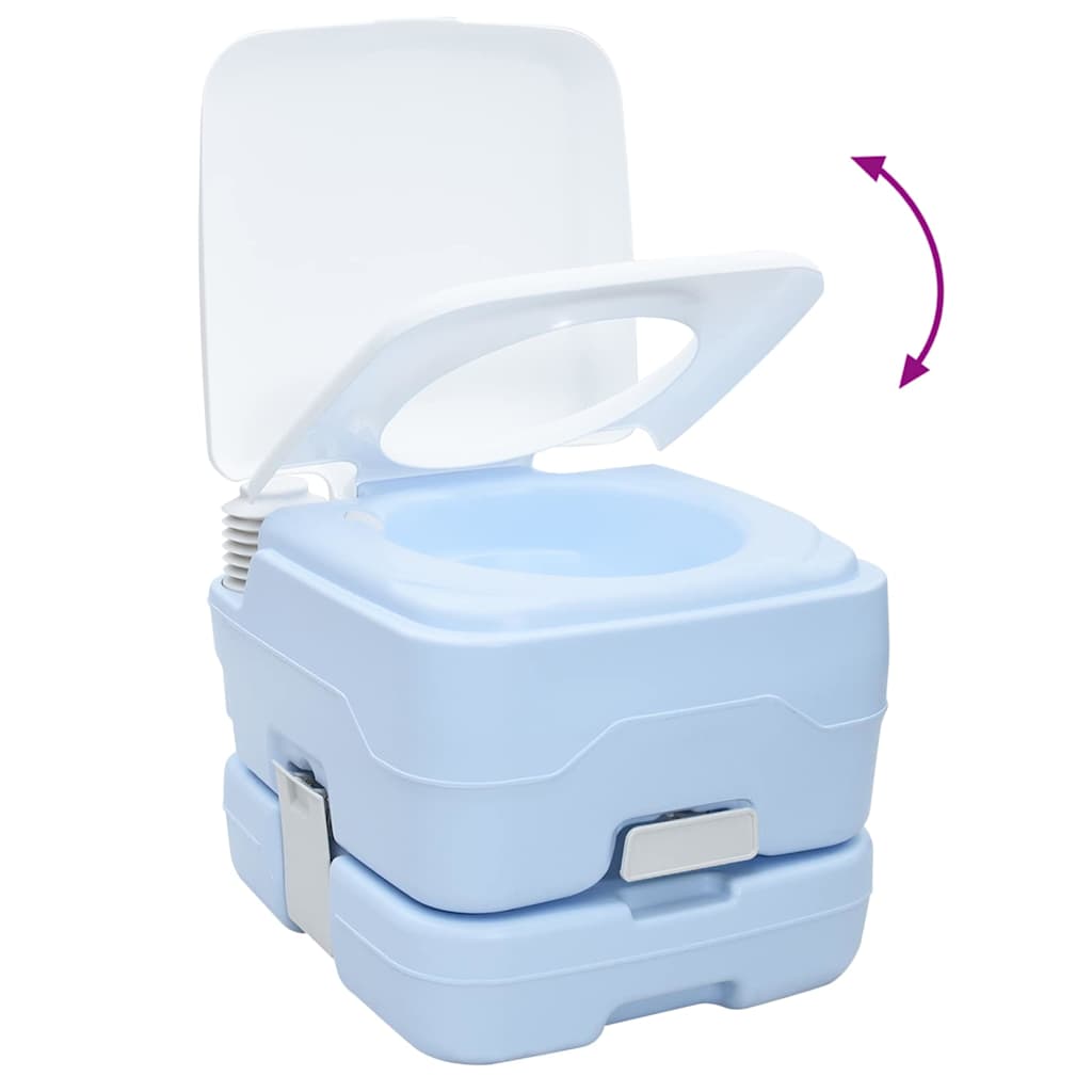 Camping Toilet 2 pcs Blauw en Wit Hoogwaardig polyethyleen