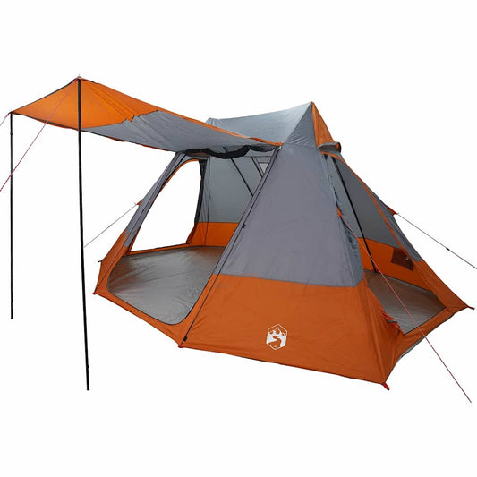 Camping Tent met dak Grijs en Oranje 482 x 360 x 227 cm taft