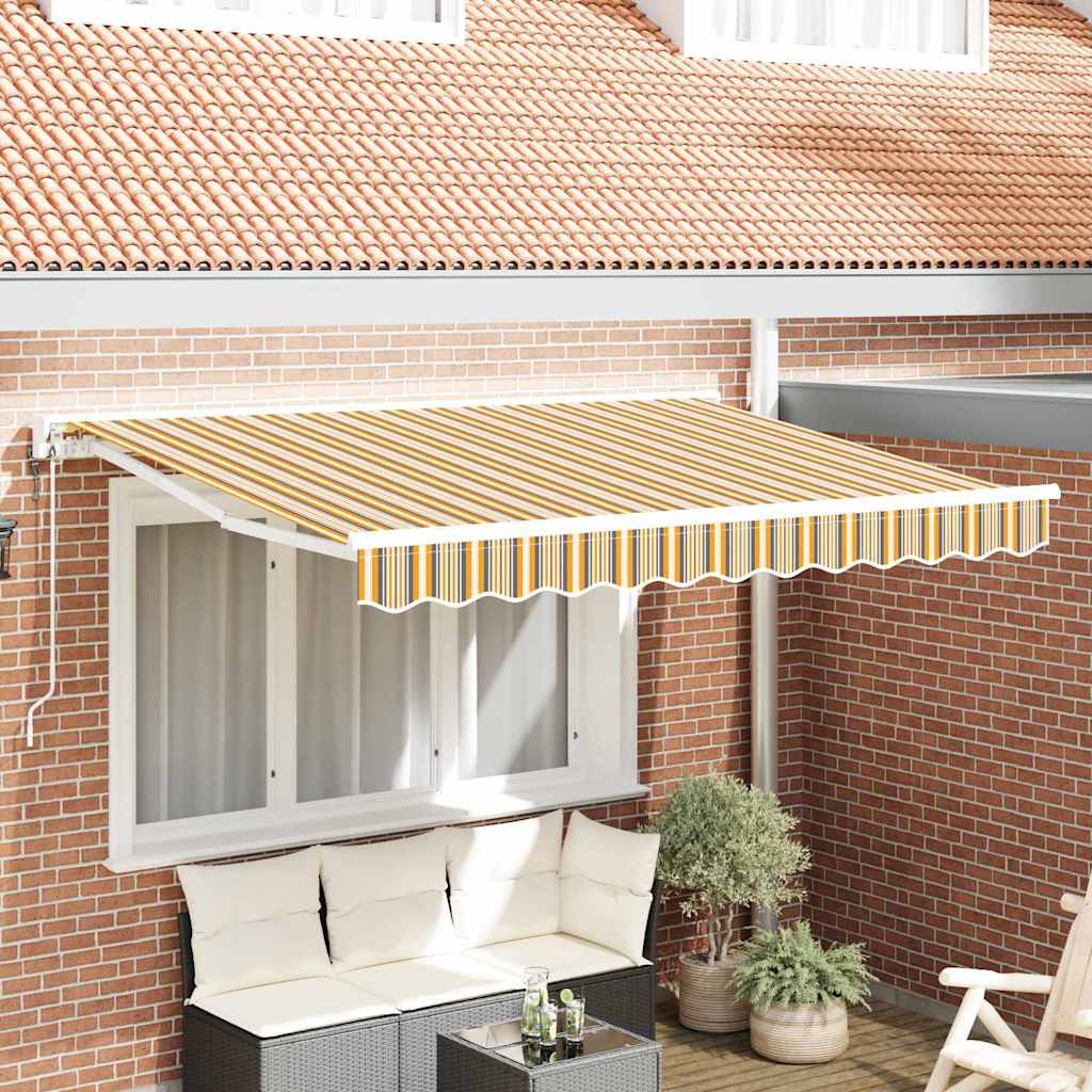Zijde Frame En 350 X 200 Cm Polyester Met Pu-Coating Geel En Grijs (Wit Frame)